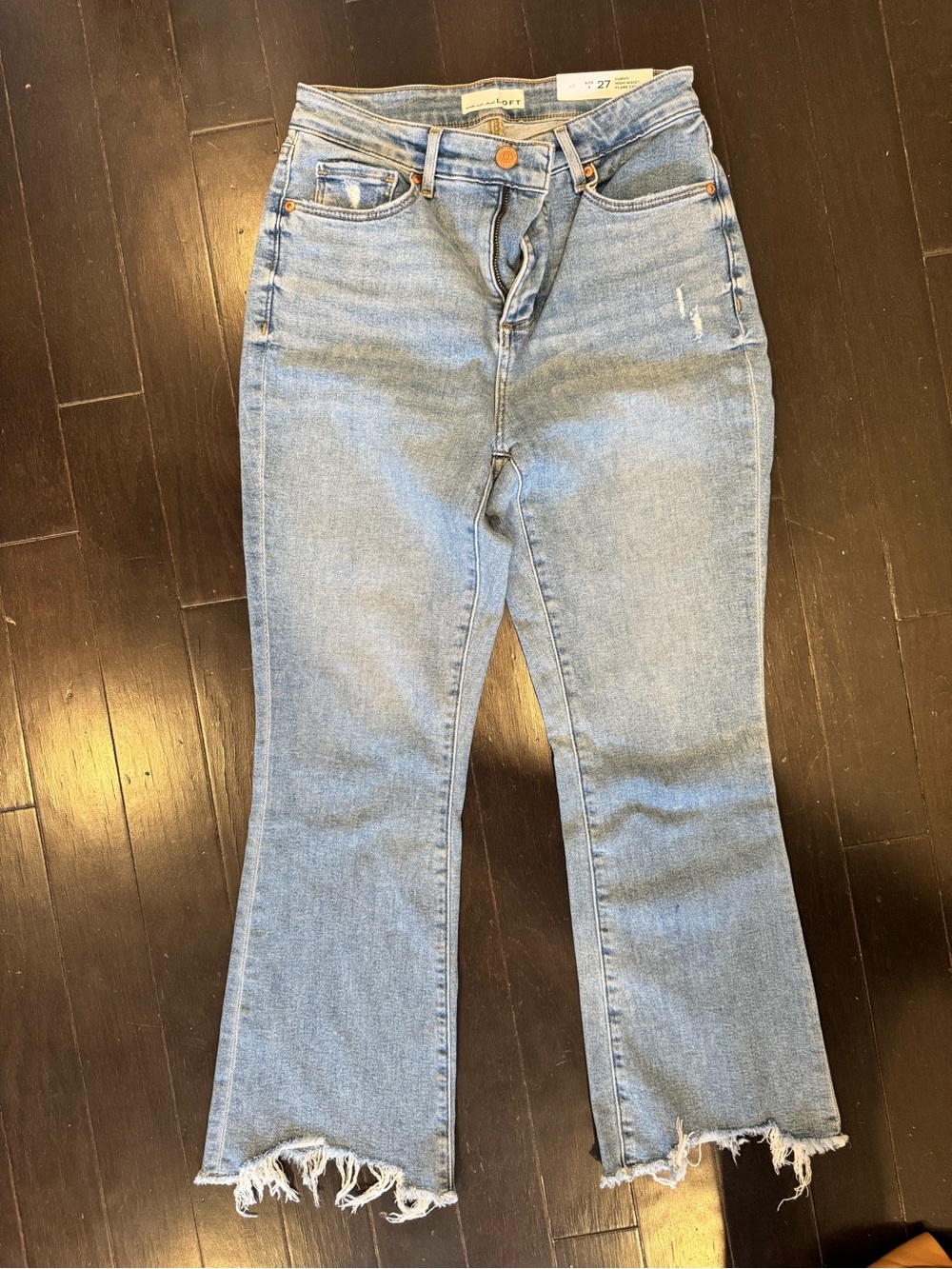 High-Rise Light Blue Women's Kick Crop Jean with Raw Hem
